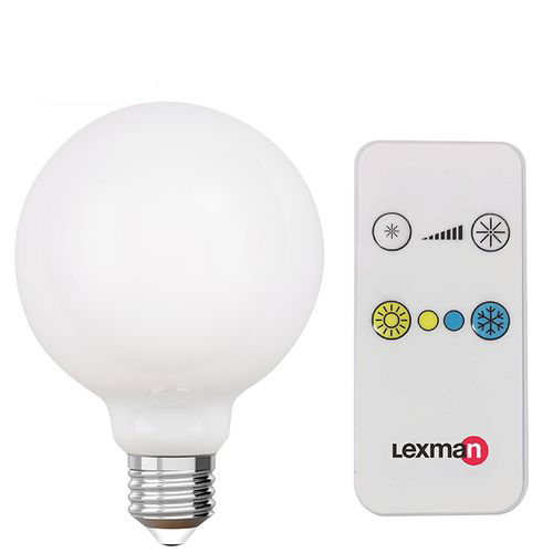 Ampoule Globe à Vis E27 – LED – 8.5W (équi 60W) = Intensité Variable Jusqu’à 808 Lm – 2700 à 6500K / à Télécommande /